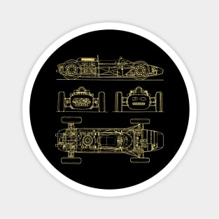 f1 car old blueprint Magnet